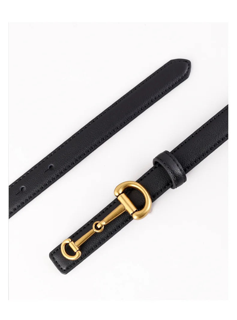 2025 New Fashion Genuine Leather Belt Women Matching Jeans High Quality Gold Buckle Belt Women's Luxury Soft Black Cowhide Belt