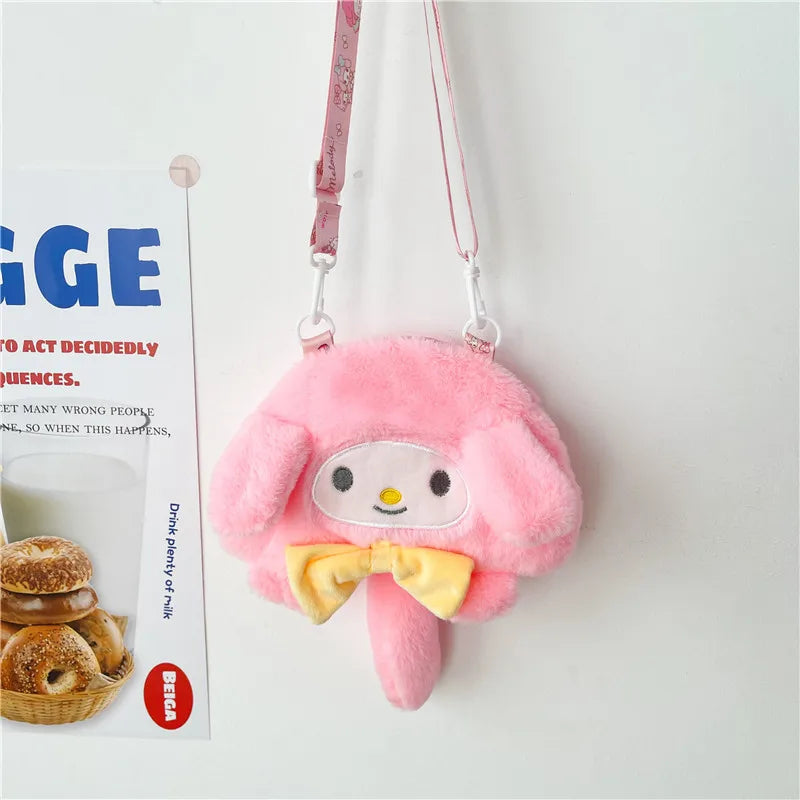 Sanrio Children Stuffed Messenger Bag Cute Cartoon Kuromi Hello Kitty Cinnamoroll Stuffed Single Shoulder Bags Messenger Bags