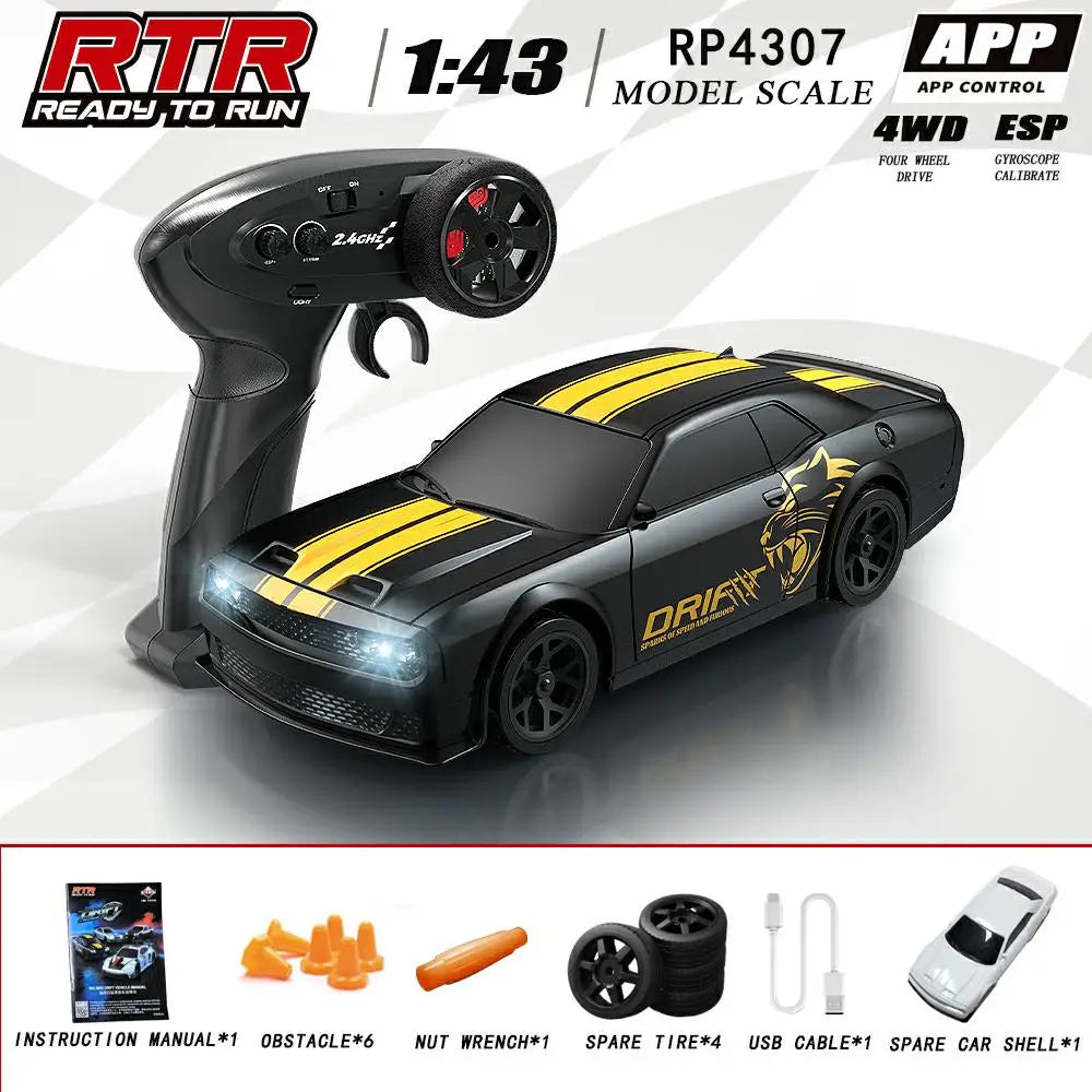 HBToys 1:43 Scale RC Car Simulation Racing Model Dual-Body Dual-Tire Version 2.4G 4WD ESP Gyro Drift Car for Toy Hobbies