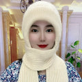 Winter Knitted Skullies Hat Scarf Set Cold Proof Ear Protection Scarf Warm Girls Beanies Cycling Windproof Ladies Outdoor Caps