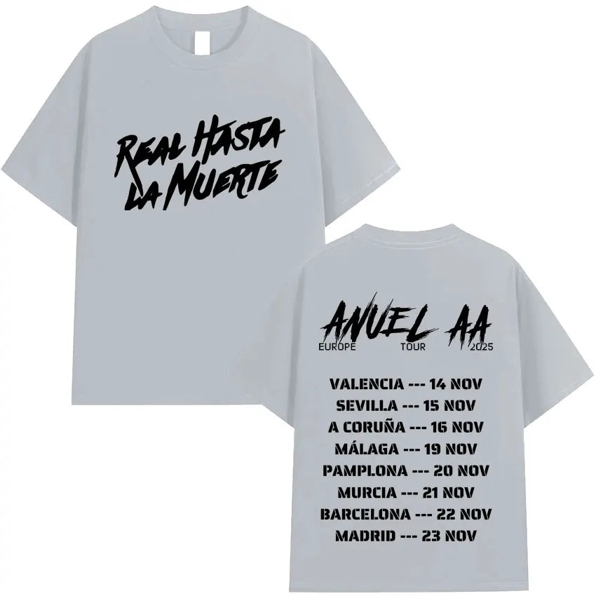 Rapper Anuel AA Europe Tour 2025 New Pop Album T Shirts Men's Women Hip Hop T-Shirts Harajuku Oversized Y2K Short Sleeves Summer