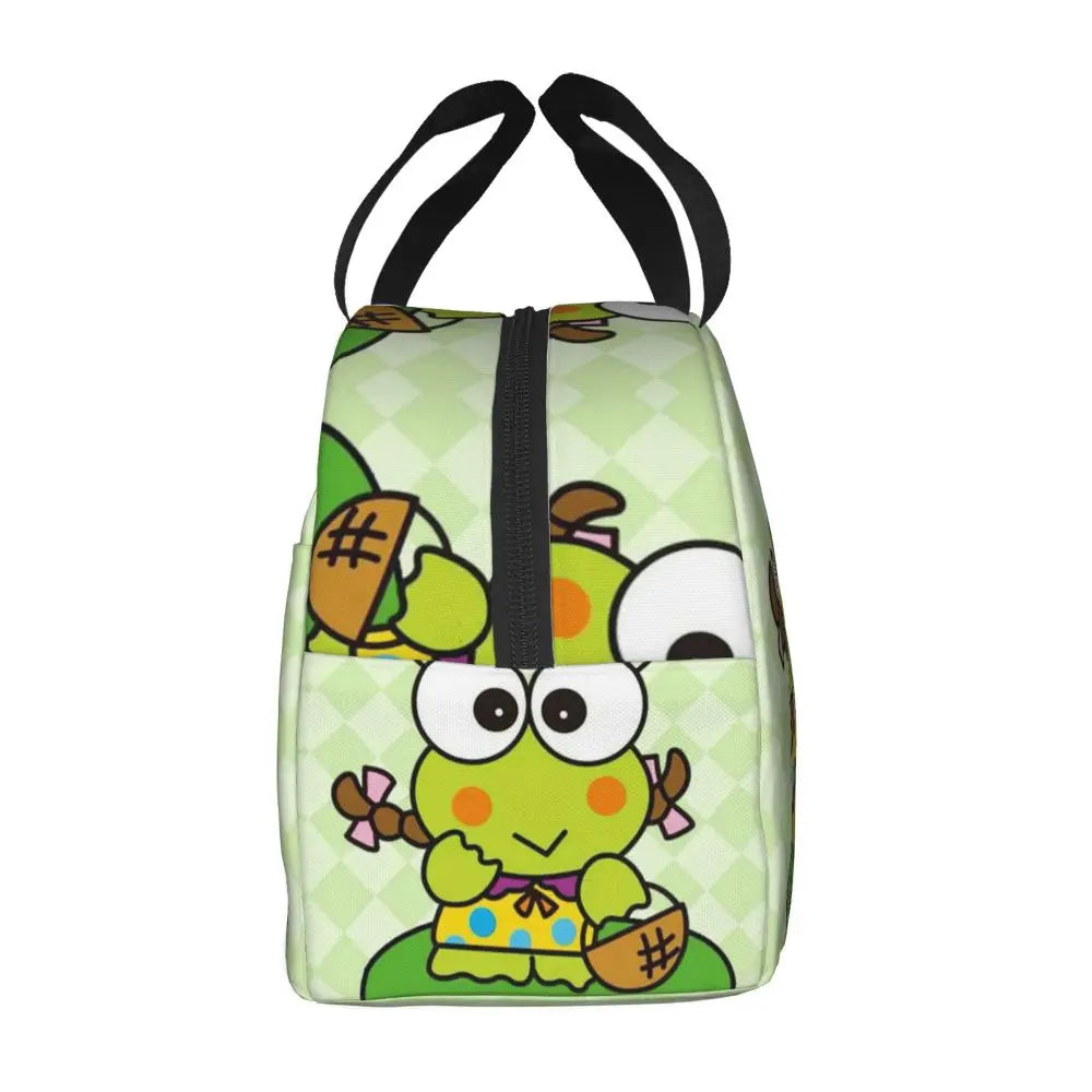Custom Keroppi Big-eyed Frog Insulated Lunch Tote Bag for Women Portable Thermal Cooler Bento Box School