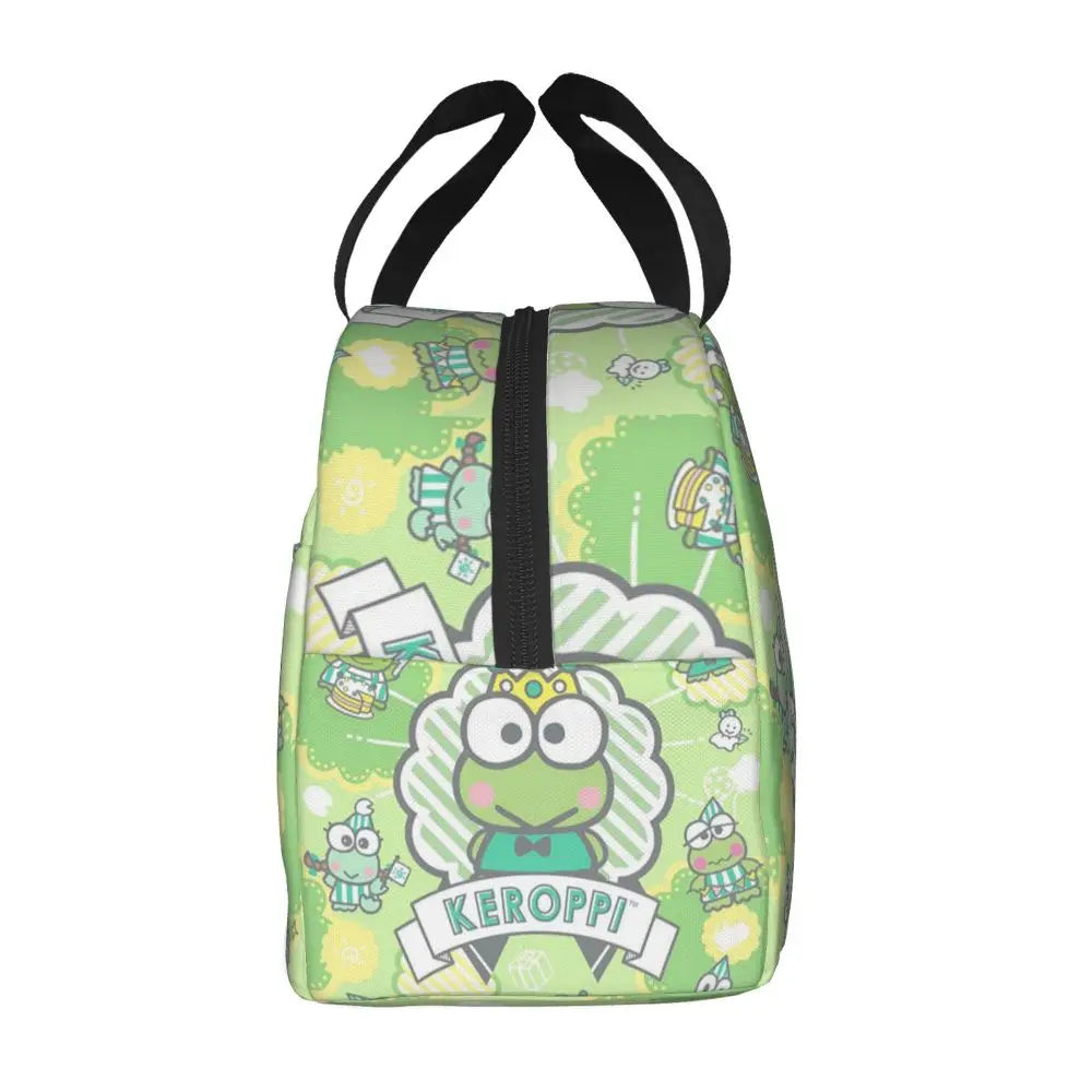 Custom Keroppi Big-eyed Frog Insulated Lunch Tote Bag for Women Portable Thermal Cooler Bento Box School