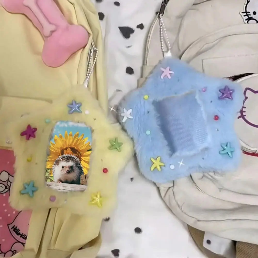 Cartoon Cute Plush Photocard Case Cartoon Bag Keychain Fox Photocard Case Student Card Holder Idol Photos Protective Cover