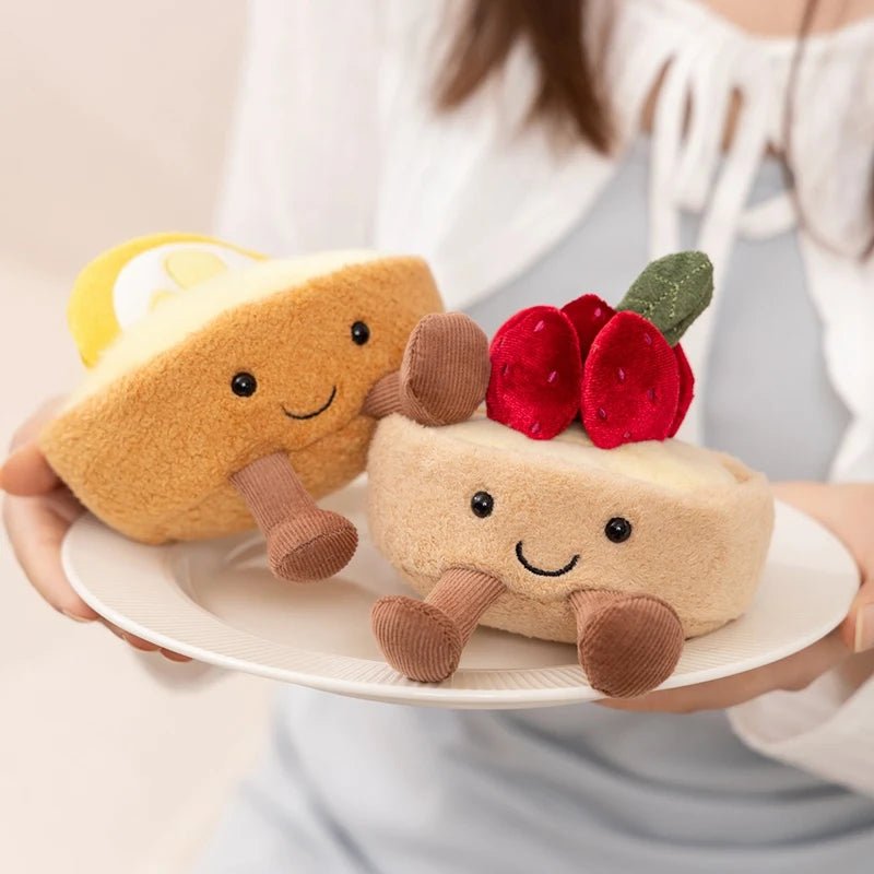 Dessert Cake Series Puffs Sweet Bread StrawBerry Lemon  Cake Plush Toys Pillow Baby Cute Comfort Doll Home Decor for Kids Gifts