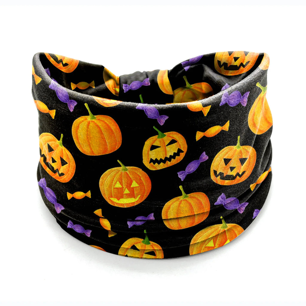 Halloween Headbands For Women Wide Turban Dress Up Costume Headwraps Pumpkin Spider Web Bad Skeleton Hair Band
