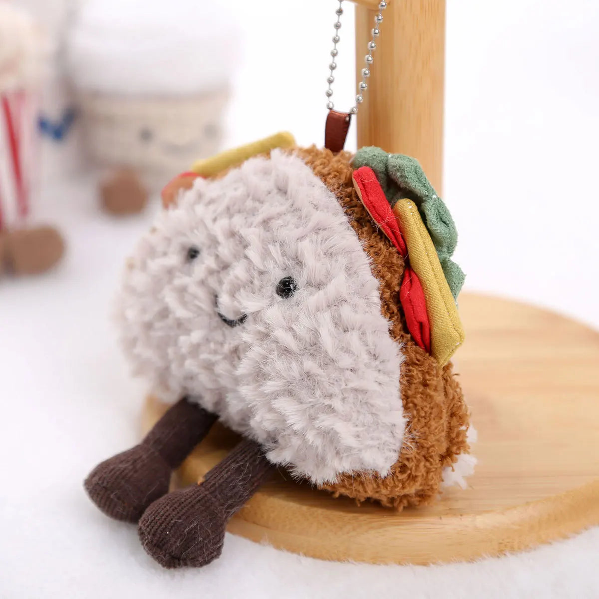 Ins Food Play Plush Doll Keychain Pendant Cute Popcorn Coffee Peanuts Sandwiches Plush Doll Bag Decoration Pendant Couple Gift
