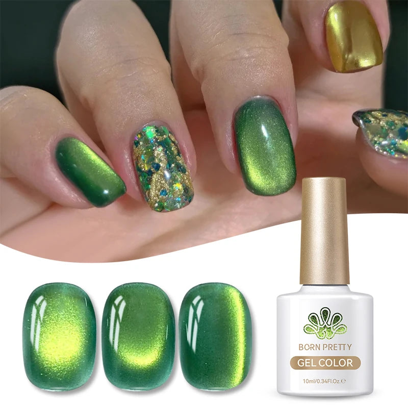 BORN PRETTY Cat Magnetic Gel Nail Polish 10ml Crystal Holographics Glass Bead Semi Permanent Soak Off UV LED Nail Art Manicure