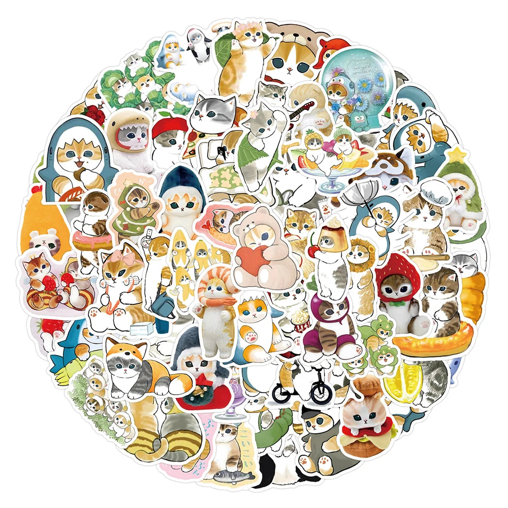 10/30/55/110PCS Kawaii Mofusand Stickers Cartoon Cute Cat Graffiti Decals Kids Toy Gift DIY Scrapbook Guitar Laptop Phone Case
