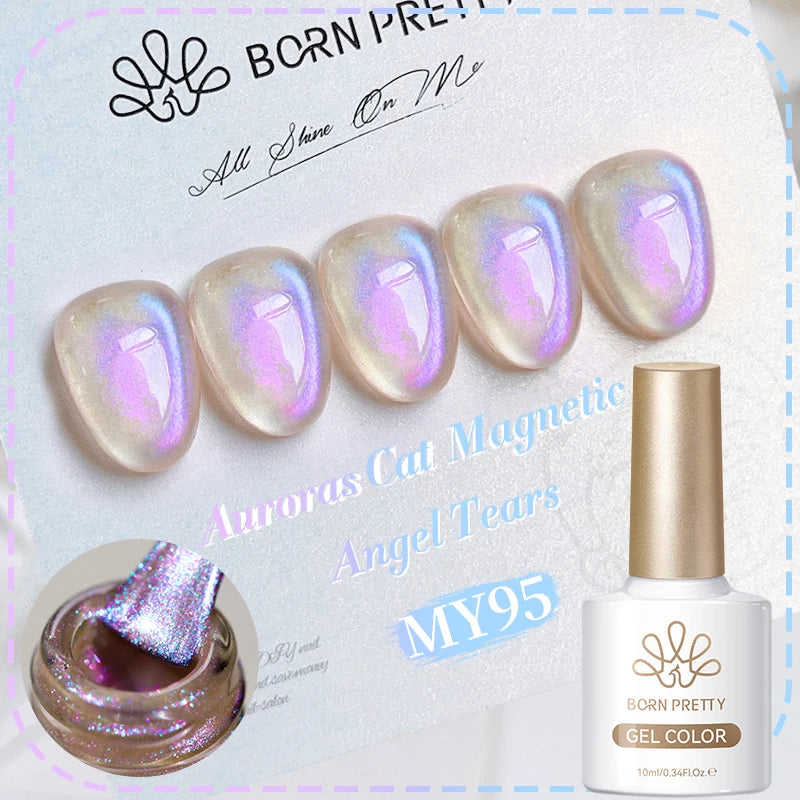 BORN PRETTY 10ml Black Glass Cat Magnetic Gel Nail Polish Punk Style Nail Art Manicure Varnis Semi Permanent Gel for Winter Nail
