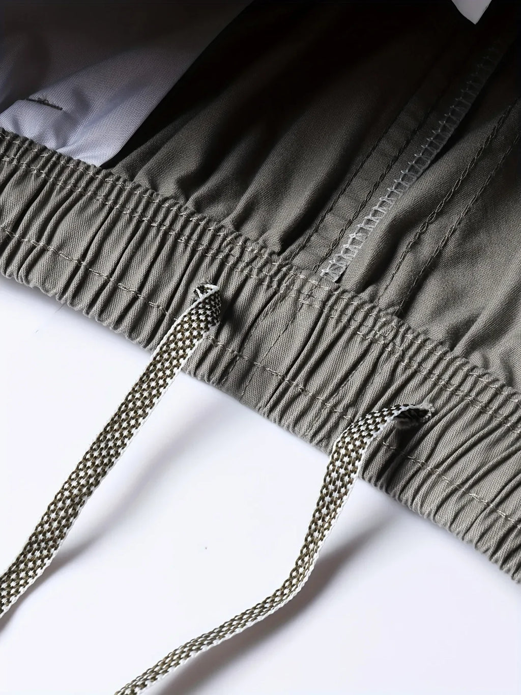 Cotton Cargo Shorts Men's Lightweight Breathable Solid Color Drawstring Waist with Zipper Pockets Casual Summer Short Pants