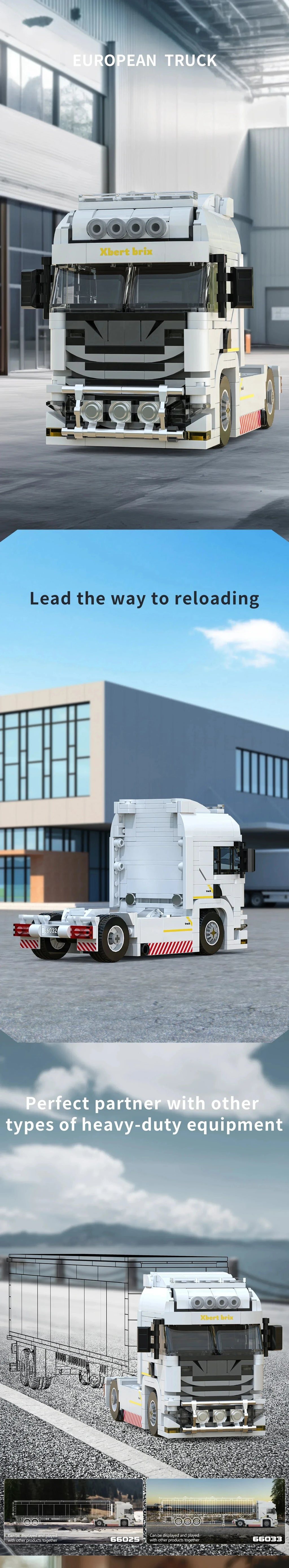 European&American Truck Head Building Blocks MOC Connectable Container Trailer Model Bricks Educational Toys For kids Gifts