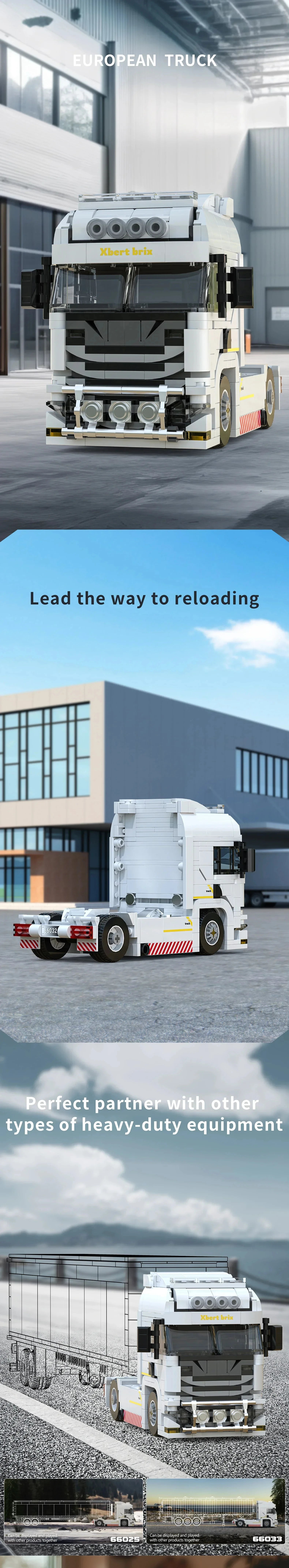 European&American Truck Head Building Blocks MOC Connectable Container Trailer Model Bricks Educational Toys For kids Gifts