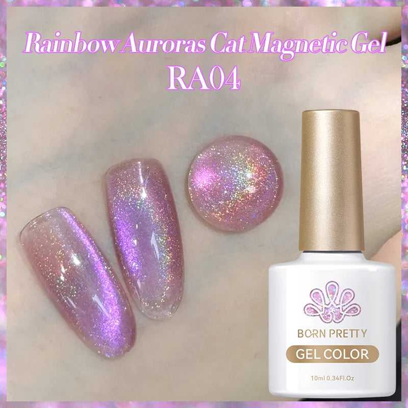 BORN PRETTY 10ml Auroras Glitter Cat Magnetic Gel Nail Polish Jelly Glass Bead Semi Permanent Soak Off UV LED Varnish Manicure
