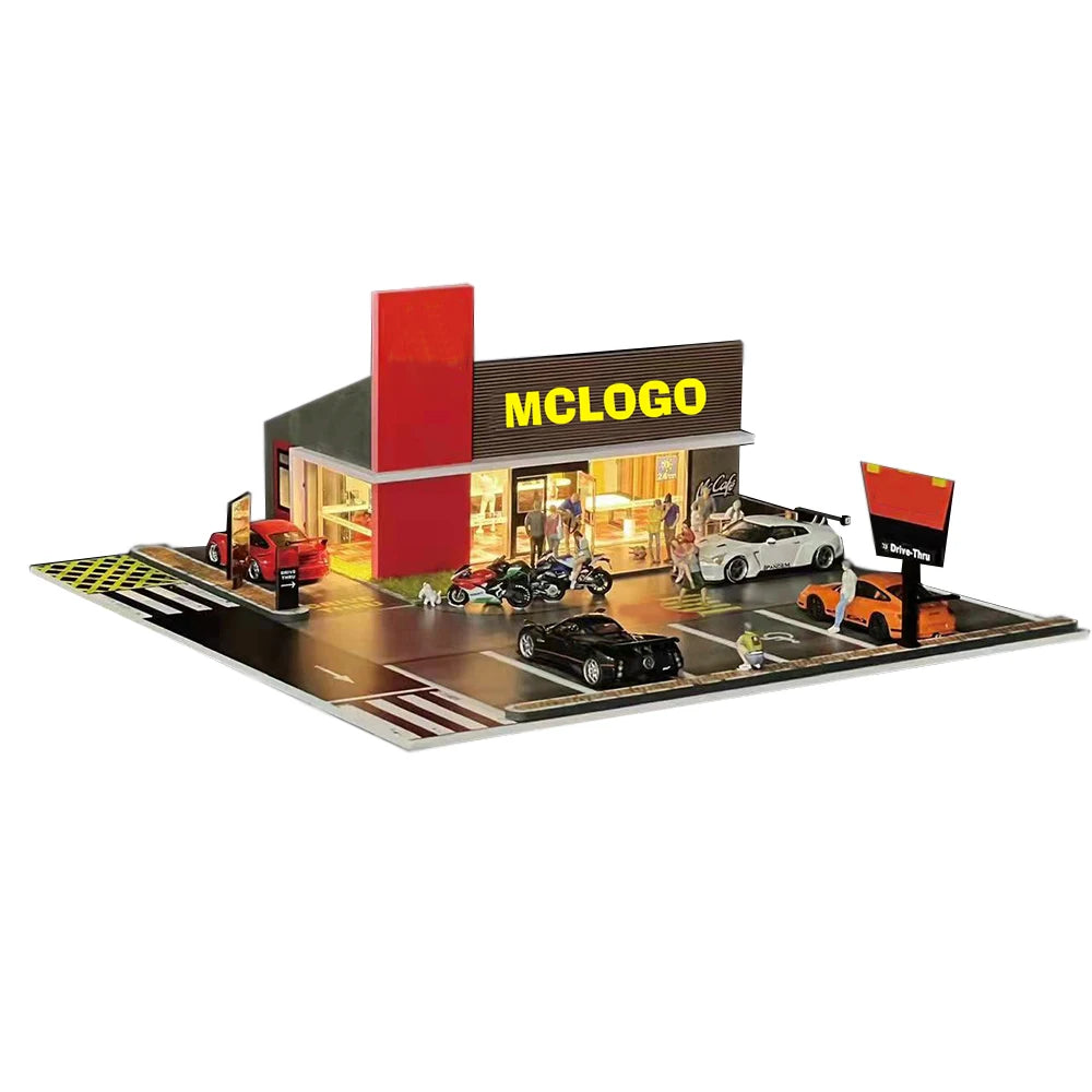 GFans NEW 1:64 Scale Diorama Car Garage Model Parking Lot for Display Gifts Scene Collection Display Car Assembly Scenes Toy