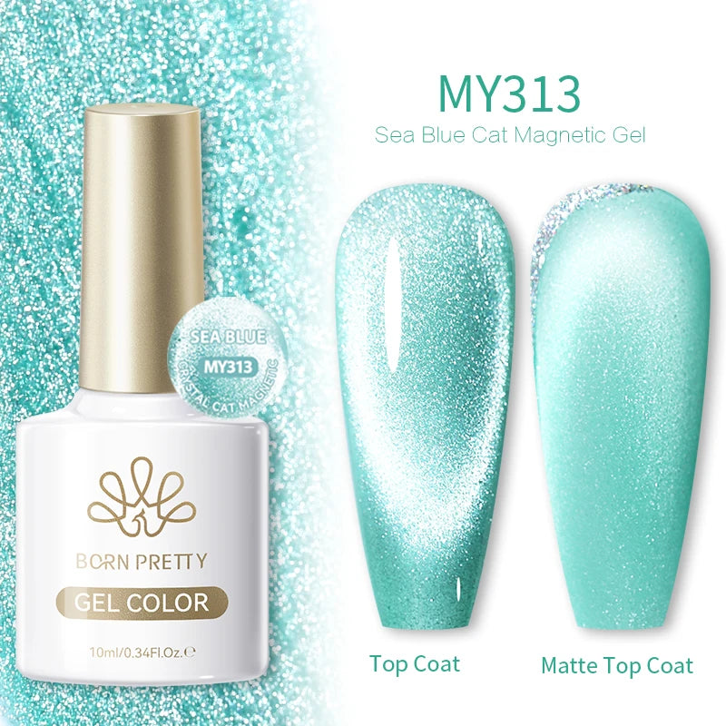 BORN PRETTY 10ml Auroras Glitter Cat Magnetic Gel Nail Polish Jelly Glass Bead Semi Permanent Soak Off UV LED Varnish Manicure