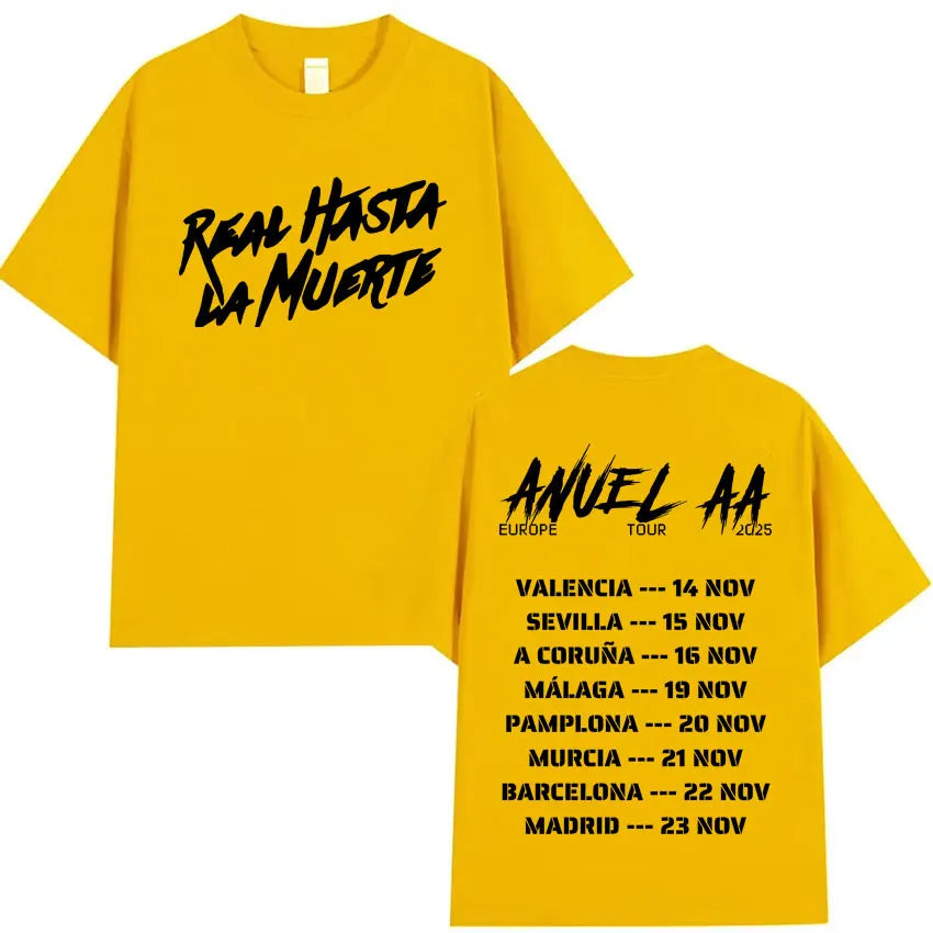 Rapper Anuel AA Europe Tour 2025 New Pop Album T Shirts Men's Women Hip Hop T-Shirts Harajuku Oversized Y2K Short Sleeves Summer