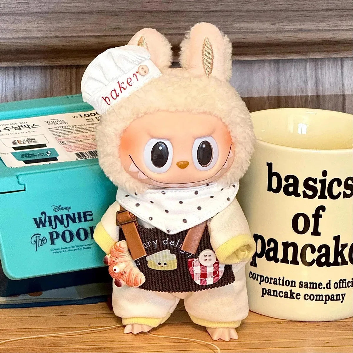 17 cm labubu clothes Cute Mini Plush Doll Blue Hooded Plush Cartoon Clothes for Labubu  Dolls Outfit Accessories Clothing Gift