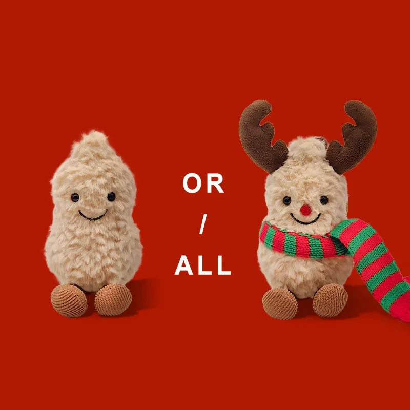 Cute Peanut Plush Toys Stuffed Soft Peanut Plushies Keychain Small Pendant Bag Key Decor Kids Toys Kid Gift