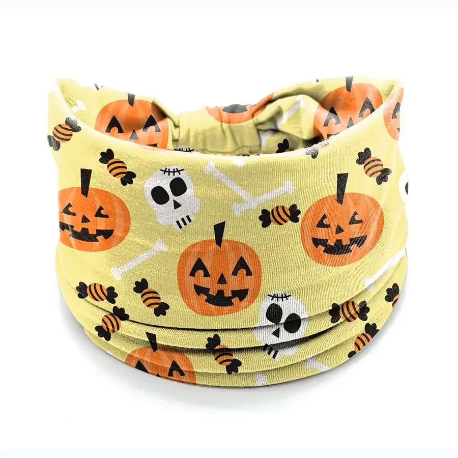 Halloween Headbands For Women Wide Turban Dress Up Costume Headwraps Pumpkin Spider Web Bad Skeleton Hair Band