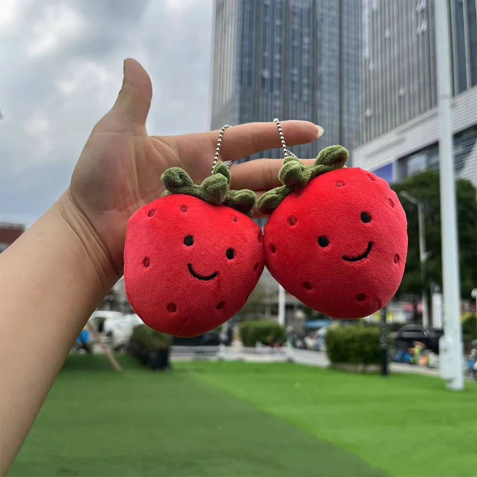 2025 Peach Pear Cherry Plush Doll Smiling Face Fruit Series Home Bedroom Decoration Pet Interactive Toy Birthday Gift