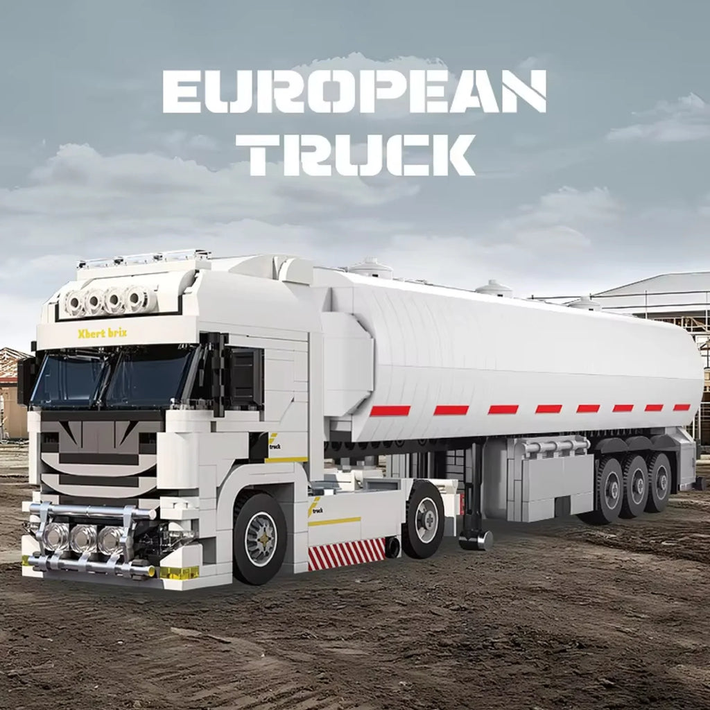European&American Truck Head Building Blocks MOC Connectable Container Trailer Model Bricks Educational Toys For kids Gifts