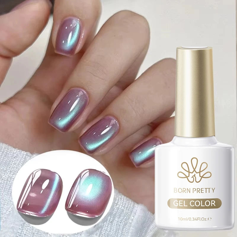 BORN PRETTY 10ml Mint Soda Glass Bead Cat Magnetic Gel Christmas Green Glitter Soak Off UV Gel Nail Art Varnish Manicure