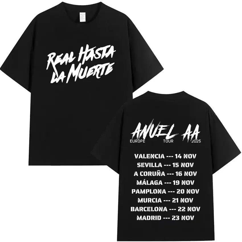 Rapper Anuel AA Europe Tour 2025 New Pop Album T Shirts Men's Women Hip Hop T-Shirts Harajuku Oversized Y2K Short Sleeves Summer