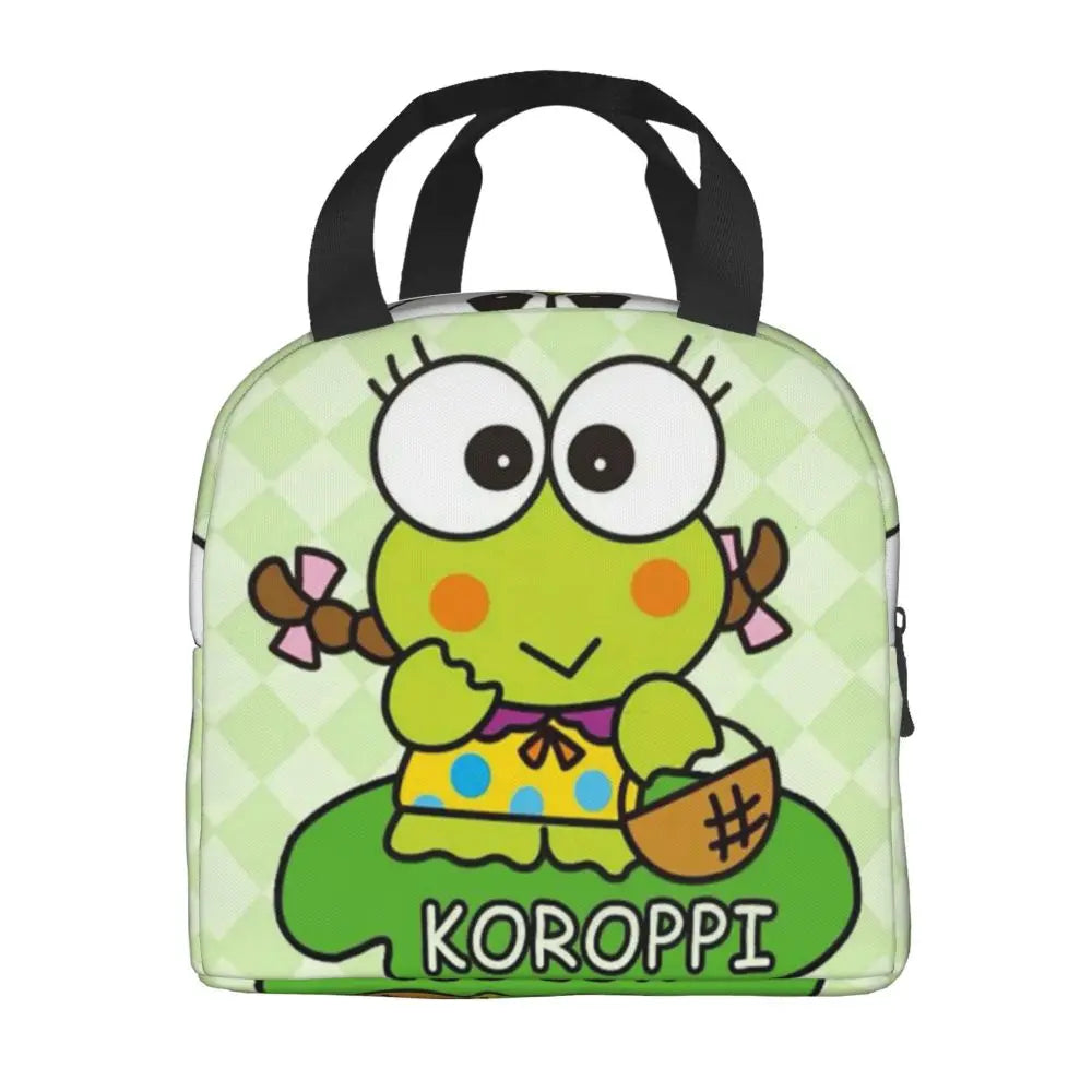 Custom Keroppi Big-eyed Frog Insulated Lunch Tote Bag for Women Portable Thermal Cooler Bento Box School