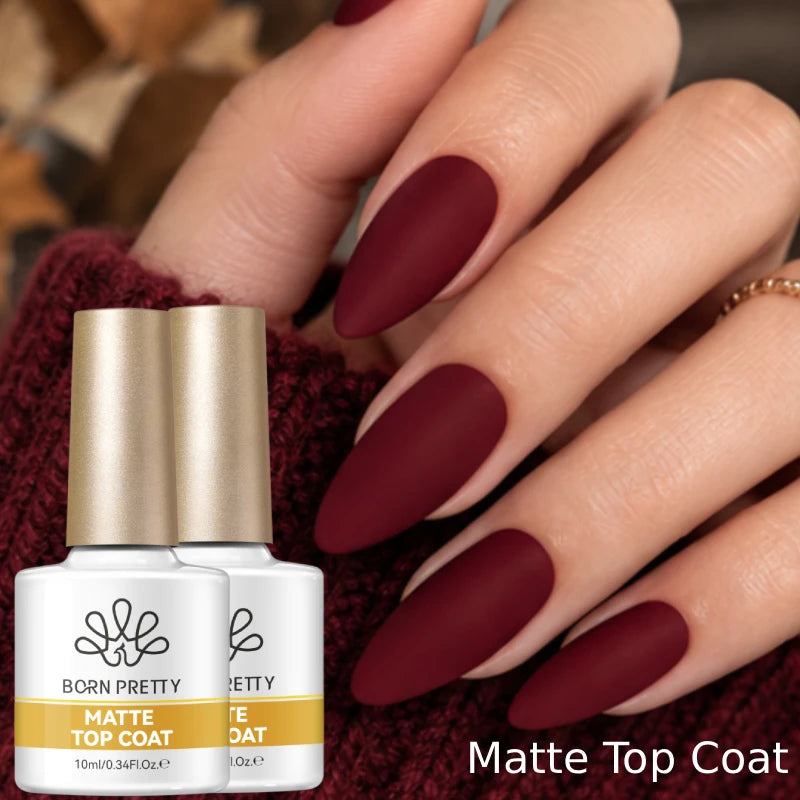BORN PRETTY  Matte Top Coat Gel Polish 10ml Full Coverage Long Lasting Gorgeous Color Soak Off UV LED Nail Art Salon DIY Home