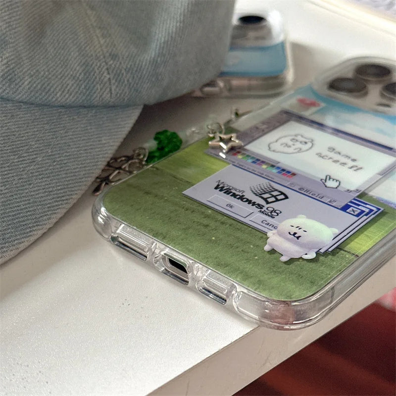 Funny Dialog Editor Phone Case For iPhone 16 Pro 15 13 12 Pro Max Hard Back Cover Silicone Shockproof Border Cases with Chain