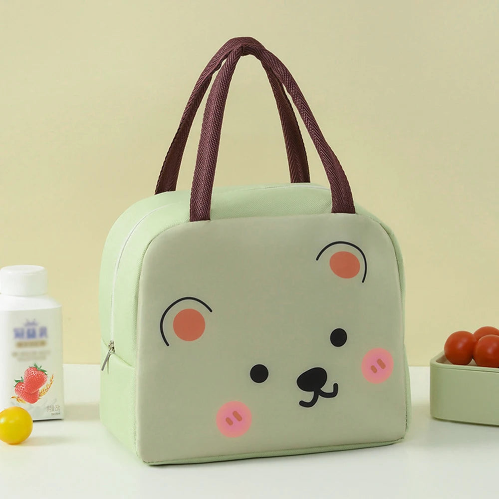 Cartoon Insulated Bag Oxford Cloth Lunch Box Bag Insulated Bento Box Bag, Hand In Hand Rice Bag Camping Fresh-Keeping Ice Bag
