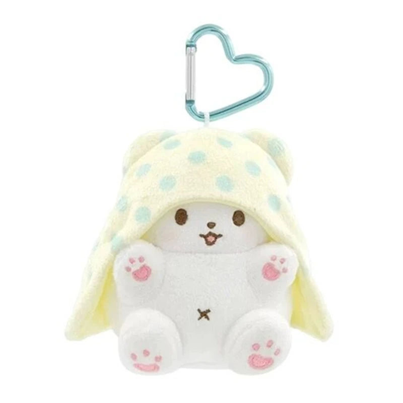 Marumofubiyori Plush Keychain Clip Moppu Bear Kawaii Cute Bag Keychains Mascot Keyring Keyholder Girls Toys