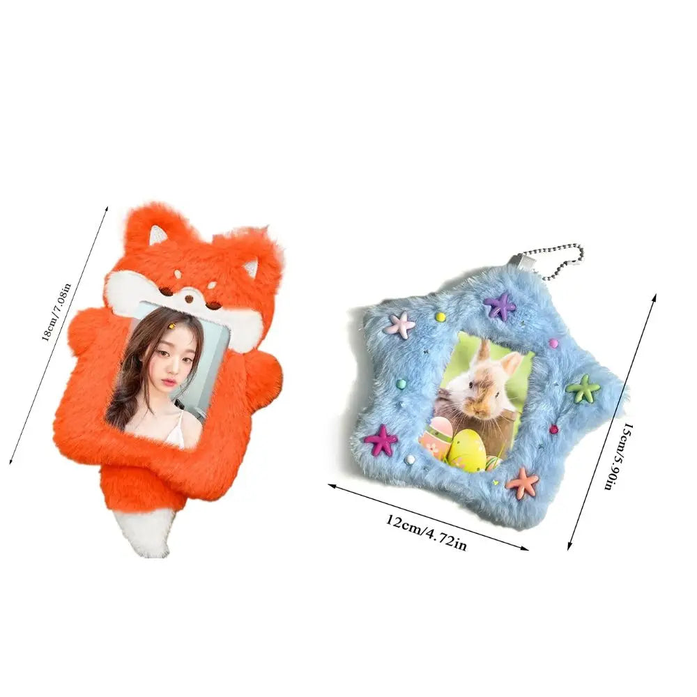 Cartoon Cute Plush Photocard Case Cartoon Bag Keychain Fox Photocard Case Student Card Holder Idol Photos Protective Cover