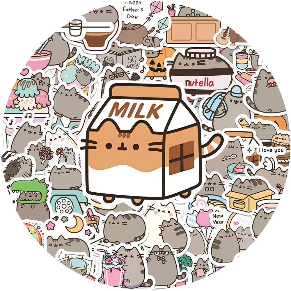 10/30/60pcs Cute Chunky Cat Animal Stickers for Kids Graffiti Stationery Laptop Waterproof Kawaii Cartoon Decoration Decals Gift