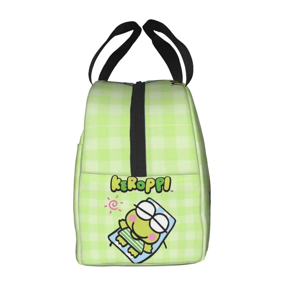 Custom Keroppi Big-eyed Frog Insulated Lunch Tote Bag for Women Portable Thermal Cooler Bento Box School