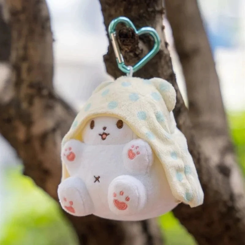 Marumofubiyori Plush Keychain Clip Moppu Bear Kawaii Cute Bag Keychains Mascot Keyring Keyholder Girls Toys