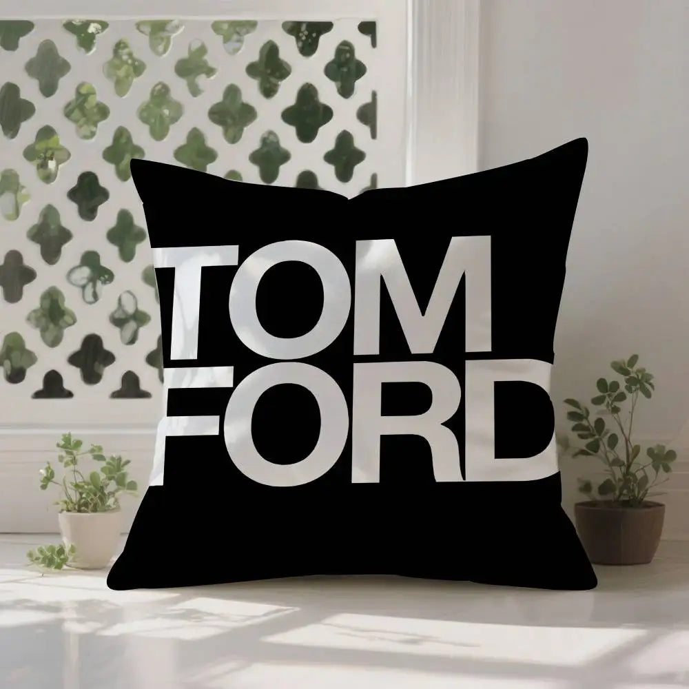 Luxury T-Tom F-Ford Pillow Case Anti-dustmite Pillowcase Invisible Zipper Silky Short Plush Sofa Cushion Cover
