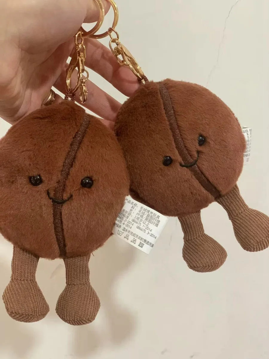 Jellycat 13cm Coffee Bean Plushies Cartoon Stuffed Smiling Coffee Bean Doll Cute Key Chain Soft Food Doll Xmas Gifts Girl