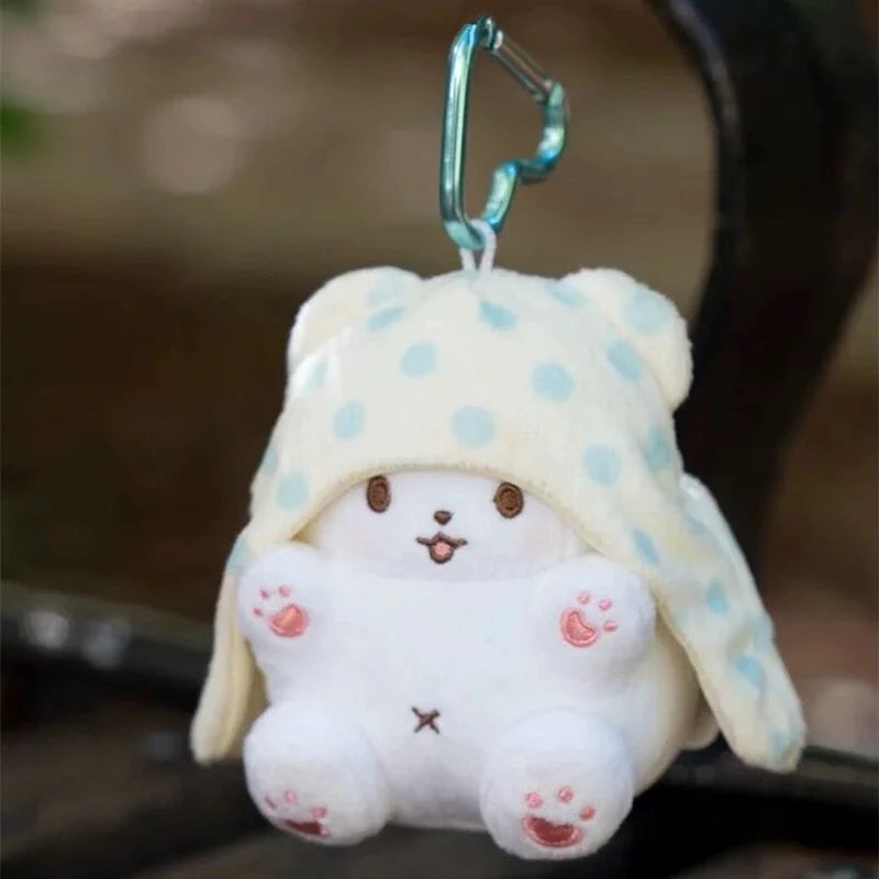 Marumofubiyori Plush Keychain Clip Moppu Bear Kawaii Cute Bag Keychains Mascot Keyring Keyholder Girls Toys