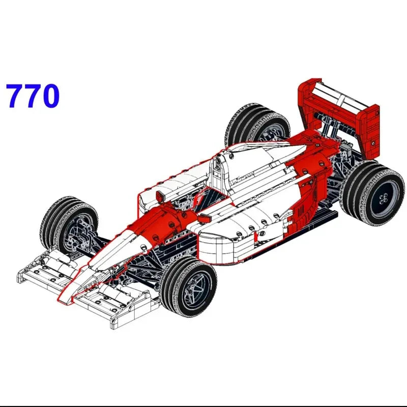 MOC-180921 Formula F1 MP4/6 1:8 Building Block Model 2863 PartsMOC Creative Boy Kids Birthday Building Blocks Toy Gift