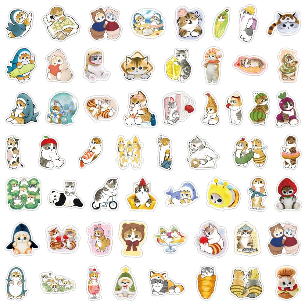 10/30/55/110PCS Kawaii Mofusand Stickers Cartoon Cute Cat Graffiti Decals Kids Toy Gift DIY Scrapbook Guitar Laptop Phone Case