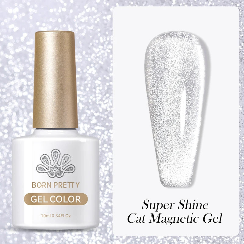 BORN PRETTY 10ml Auroras Glitter Cat Magnetic Gel Nail Polish Jelly Glass Bead Semi Permanent Soak Off UV LED Varnish Manicure