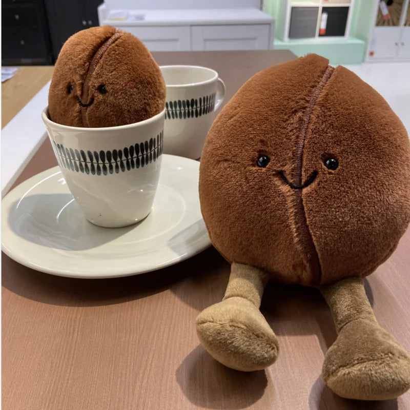 Jellycat Fashion Cute Coffee Bean Doll Stuffed Anime Coffee Food Plush Toy Cartoon Soft Plushies Home Table Decorations