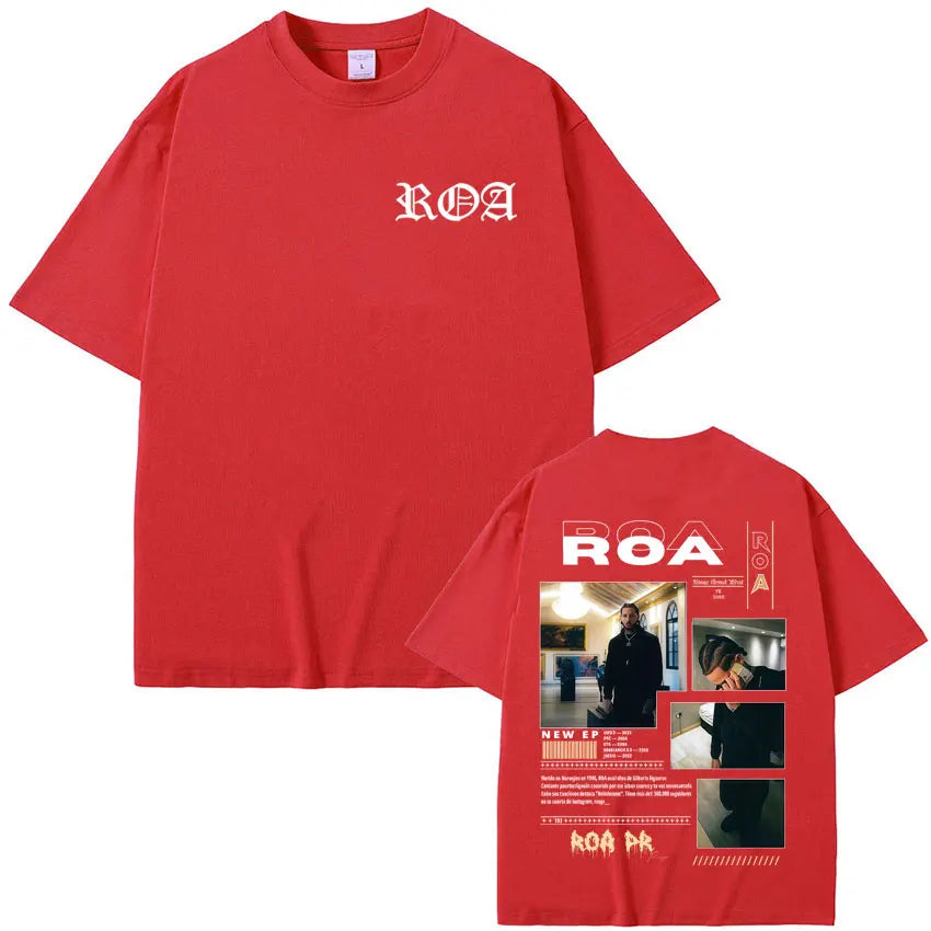 Rapper Roa Album Tour 2025 T-Shirt 100% Cotton Tshrit Summer Hip Hop Punk Comfort Tee Shirt High Street Tide Short Sleeve Unisex