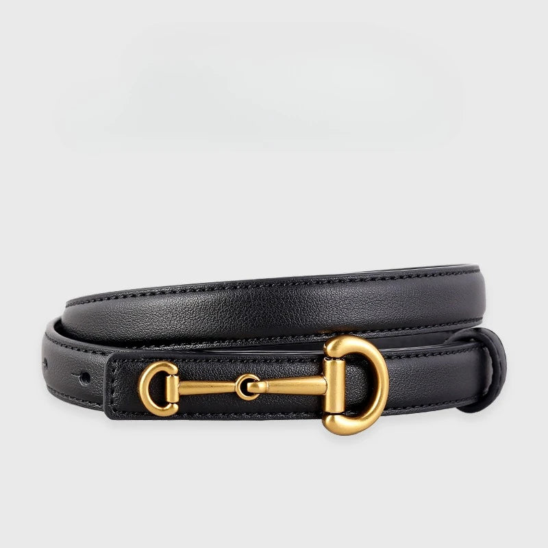 2025 New Fashion Genuine Leather Belt Women Matching Jeans High Quality Gold Buckle Belt Women's Luxury Soft Black Cowhide Belt