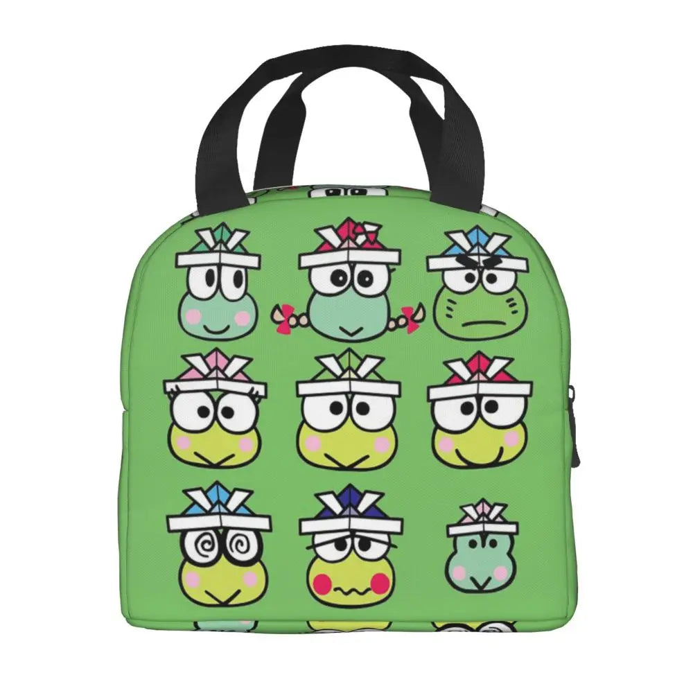 Custom Keroppi Big-eyed Frog Insulated Lunch Tote Bag for Women Portable Thermal Cooler Bento Box School