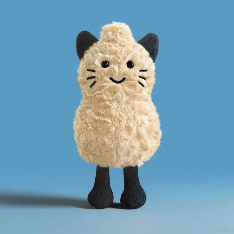12cm Halloween Fun Cat Peanut Plush Toy Soft Creative Dolls Cute Cartoon Stuffed Cat Elk Doll Funny Kids Christmas Birthday Gift