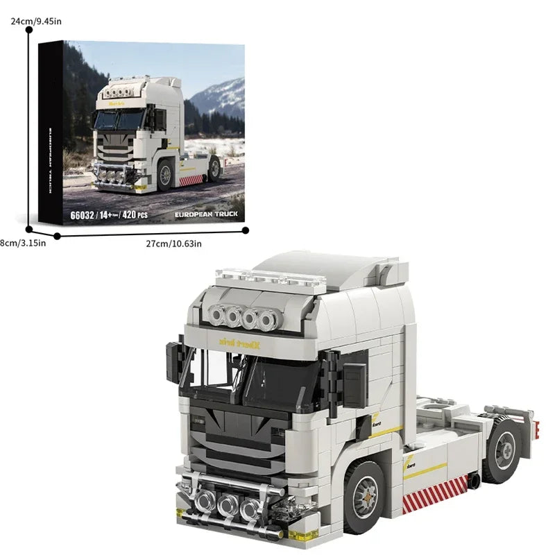 European&American Truck Head Building Blocks MOC Connectable Container Trailer Model Bricks Educational Toys For kids Gifts