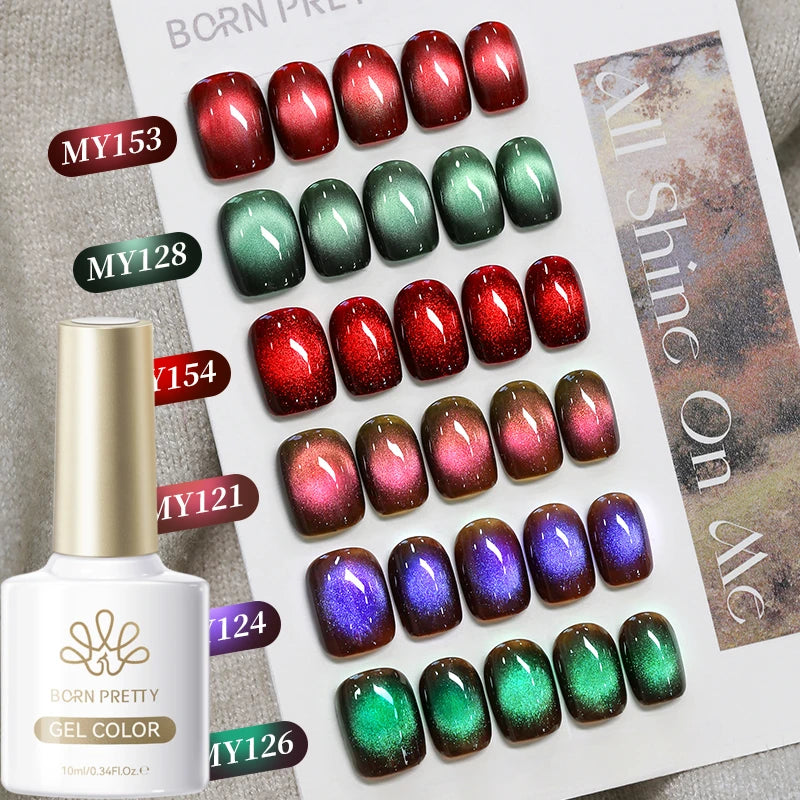 BORN PRETTY 10ml Mint Soda Glass Bead Cat Magnetic Gel Christmas Green Glitter Soak Off UV Gel Nail Art Varnish Manicure